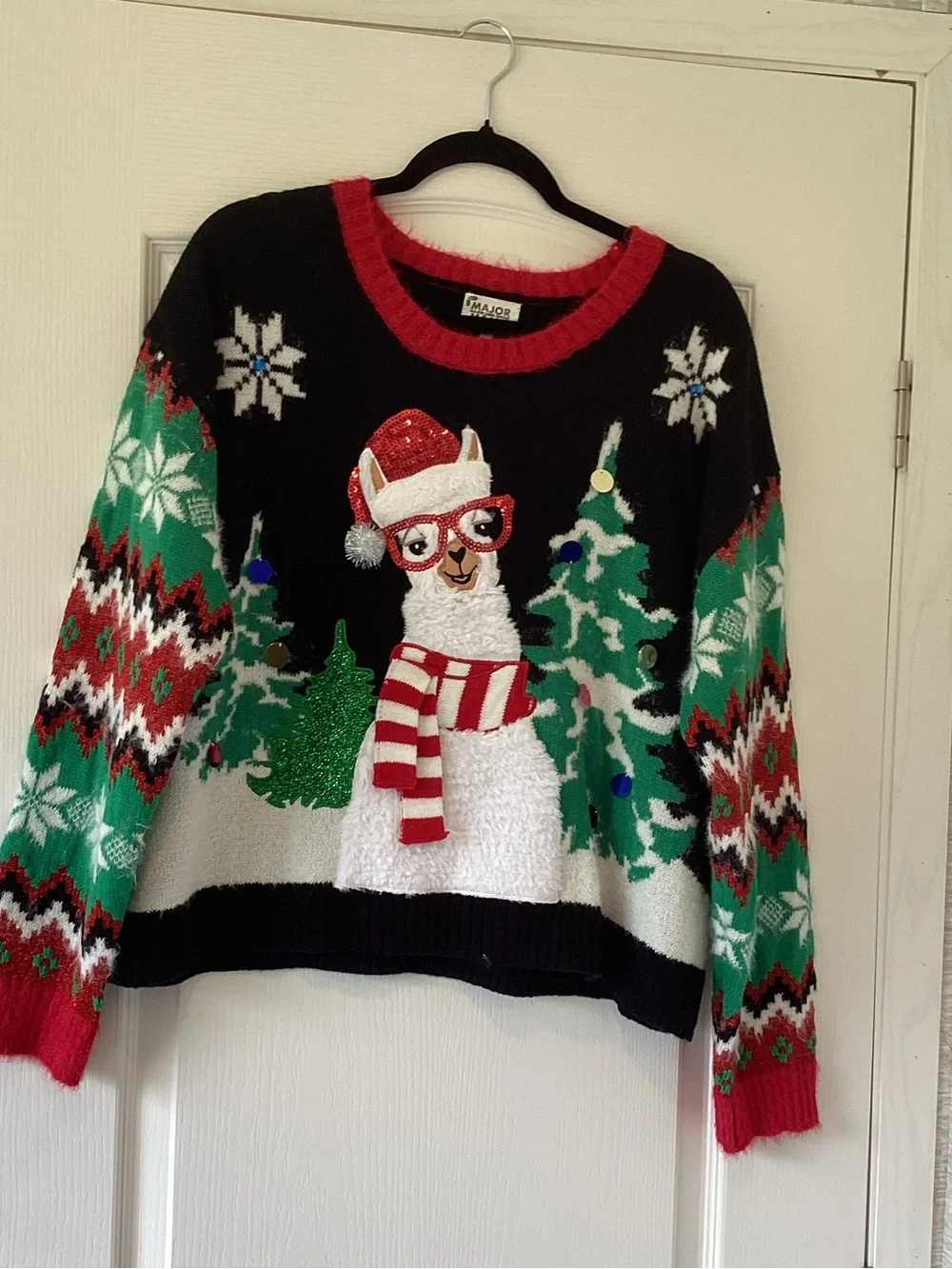 Major Major Apparel Holiday Llama Crewneck Sweater XL EUC